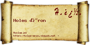 Holes Áron névjegykártya